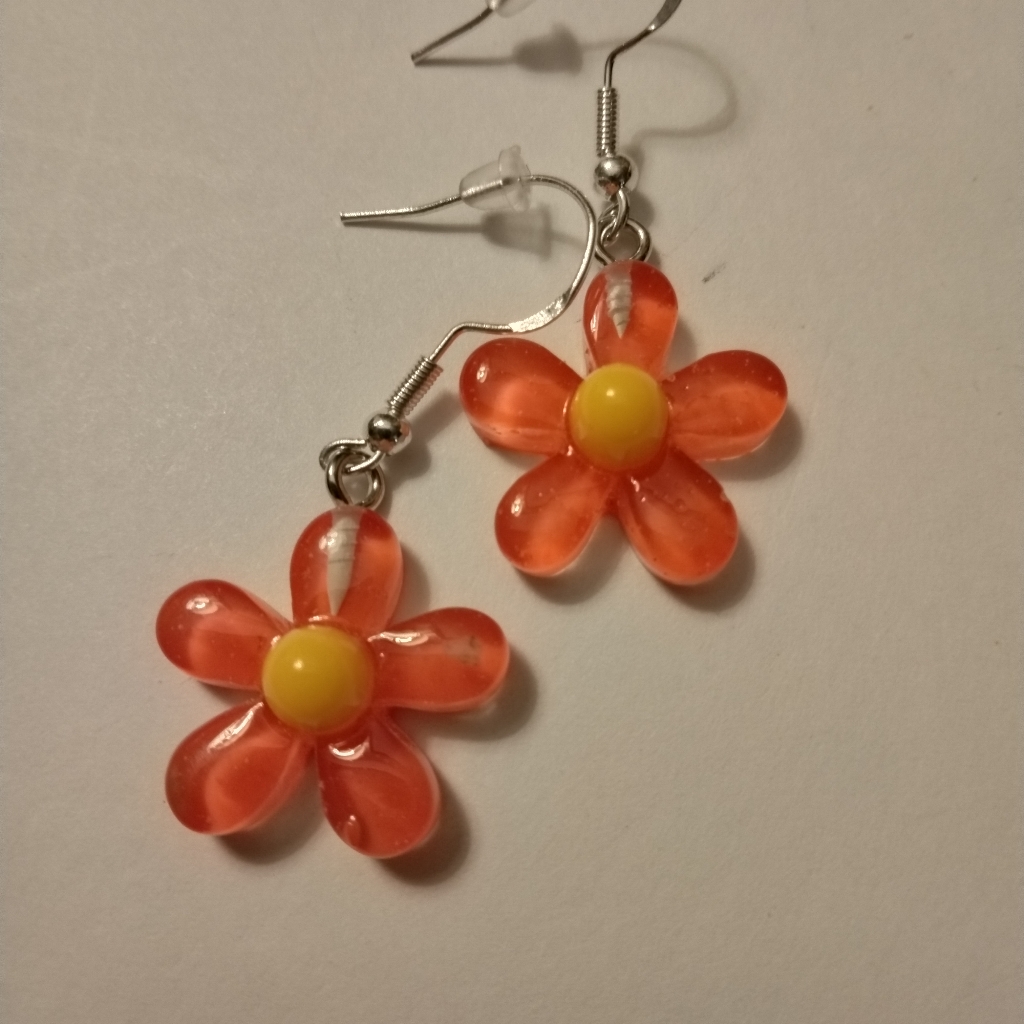Tropical Orange And Yellow Flower Earrings 6$